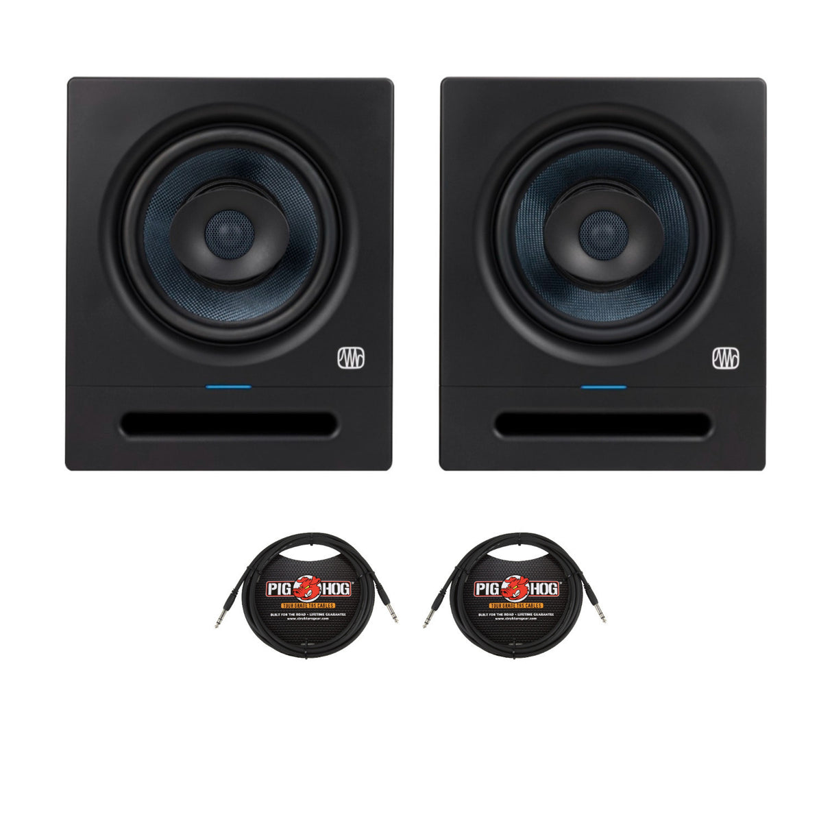 PreSonus Eris Pro 8 8-Inch 2-way Studio Monitor (Pair) with 1/4-Inch TRS Cables