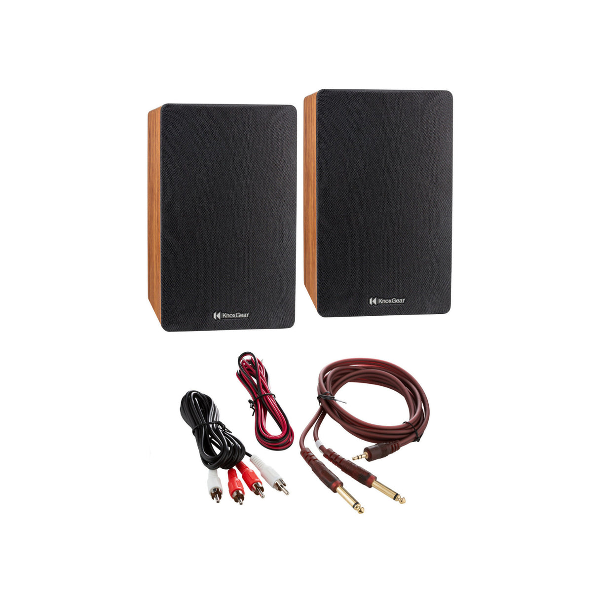 Knox Gear LP1 Powered Bookshelf Bluetooth Speakers (Wood Finish)
