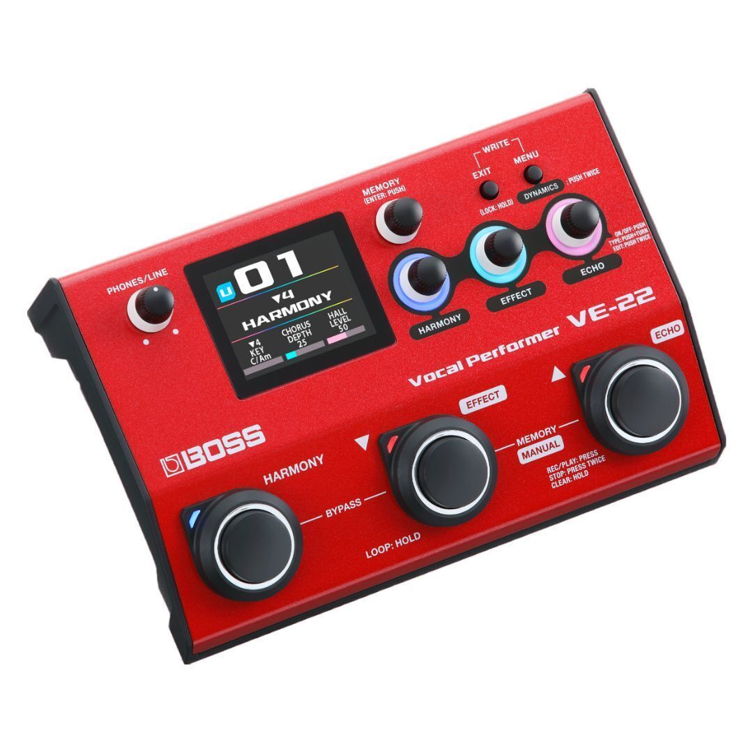 Boss VE-22 Vocal Performer Portable Multi-Effects Processor Bundle with 3 x XLR Mic Cable (4 Items)