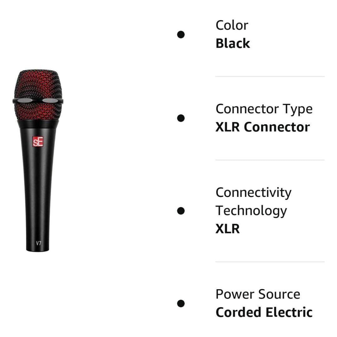 SE Electronics V7-BLK Studio Grade Handheld Supercardioid Microphone (Black)