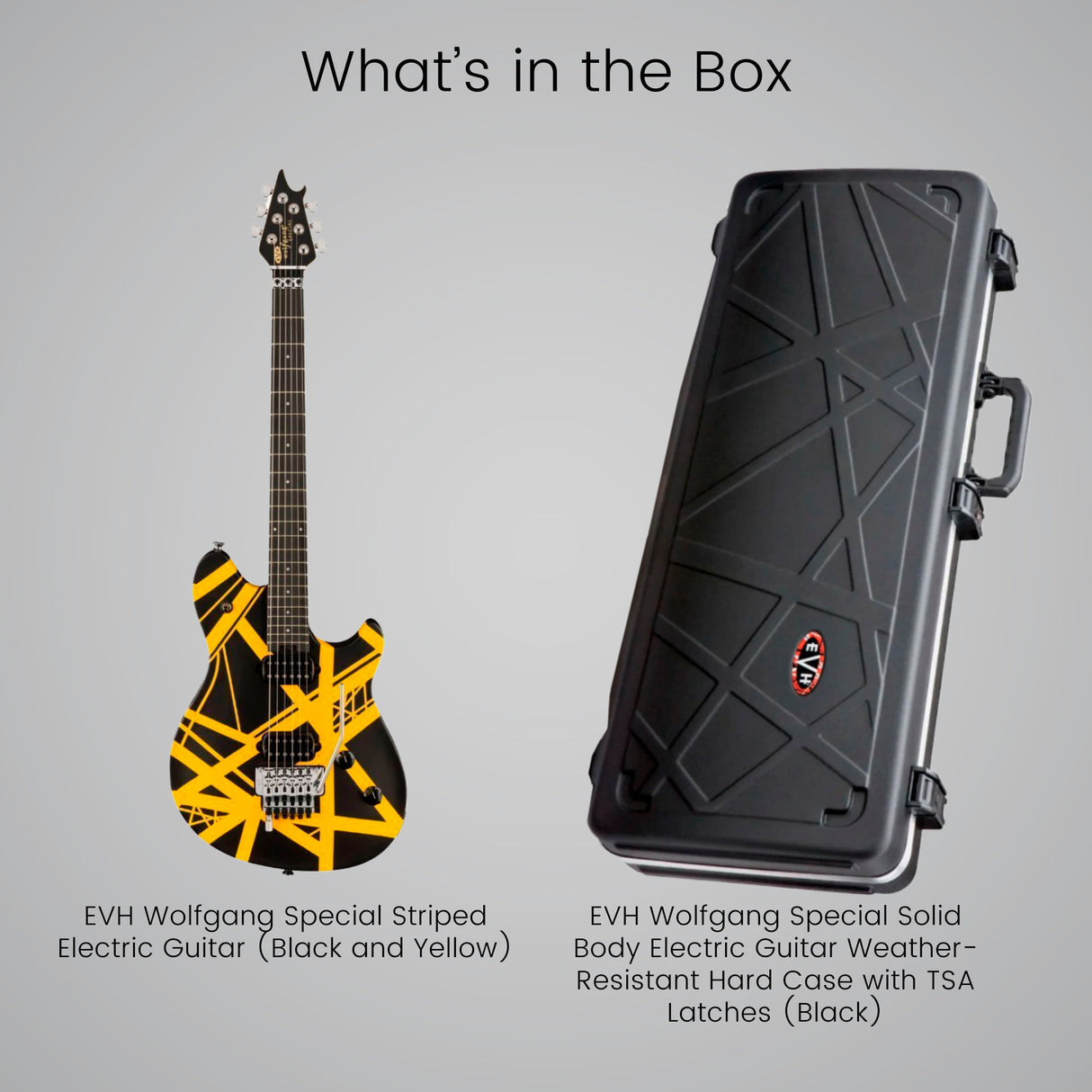 EVH Wolfgang Special Striped Electric Guitar (Black and Yellow) with Case