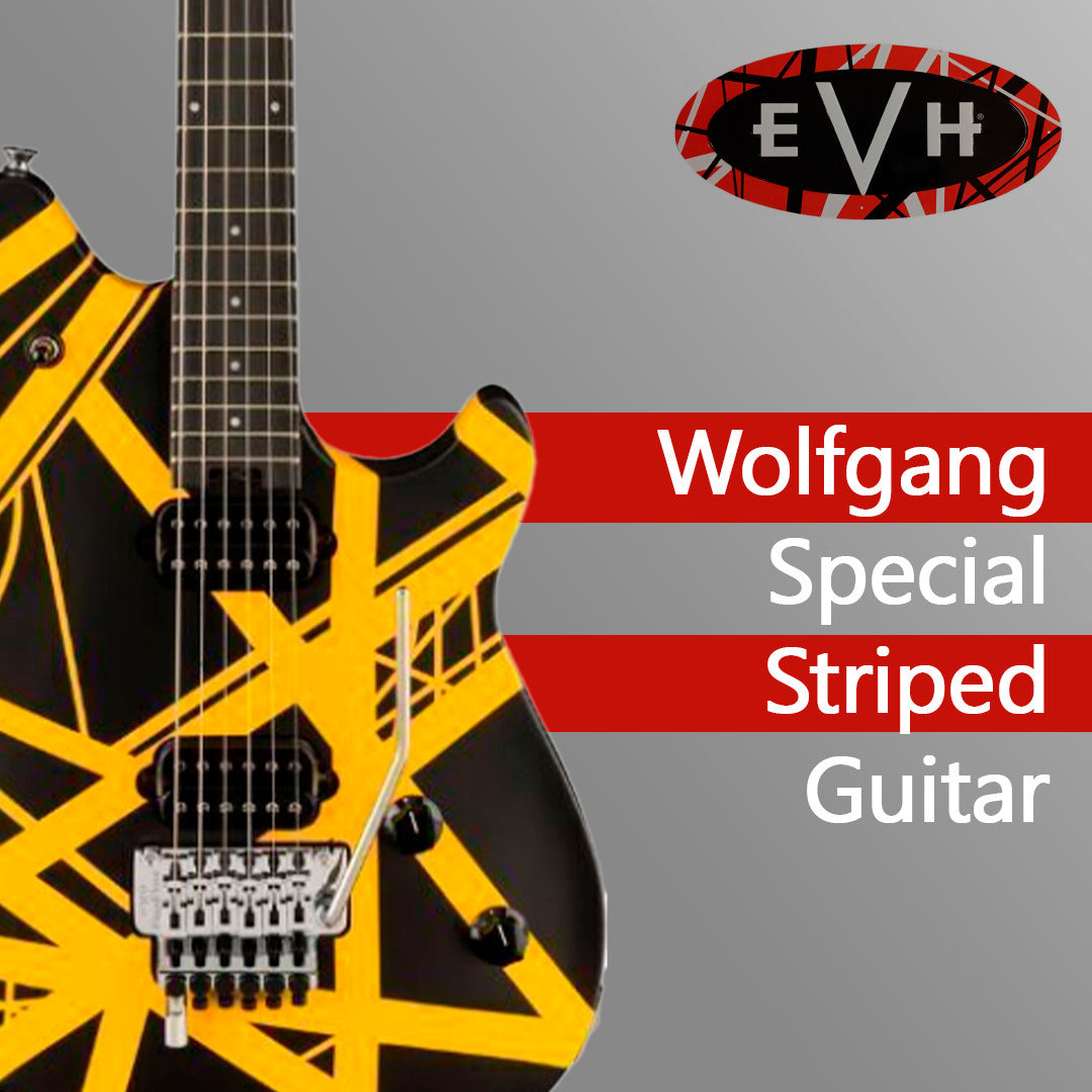 EVH Wolfgang Special Striped Electric Guitar (Black and Yellow) with Case