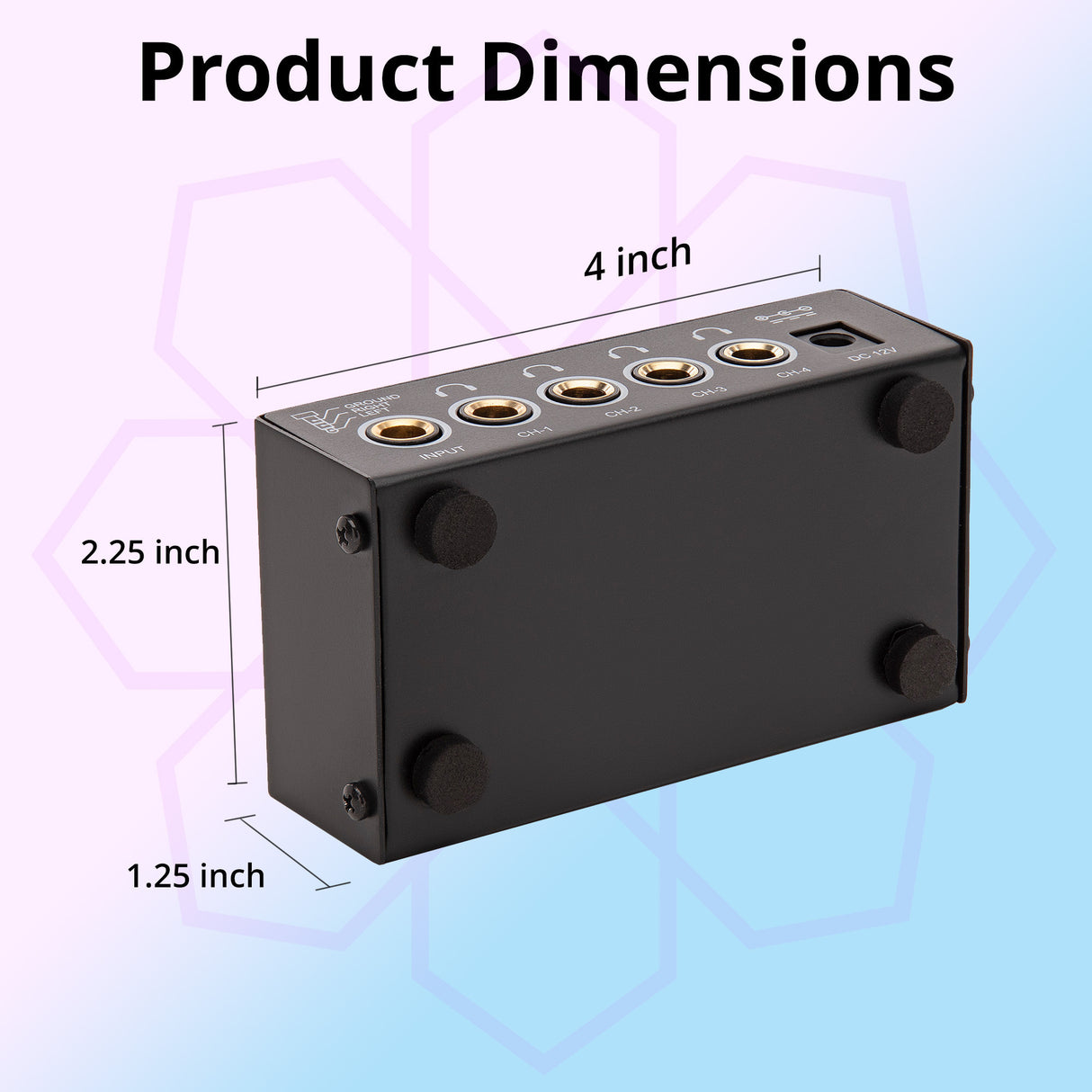 FocusProAudio Compact 4-Ch Stereo Headphone Amplifier with DC 12V Power Adapter