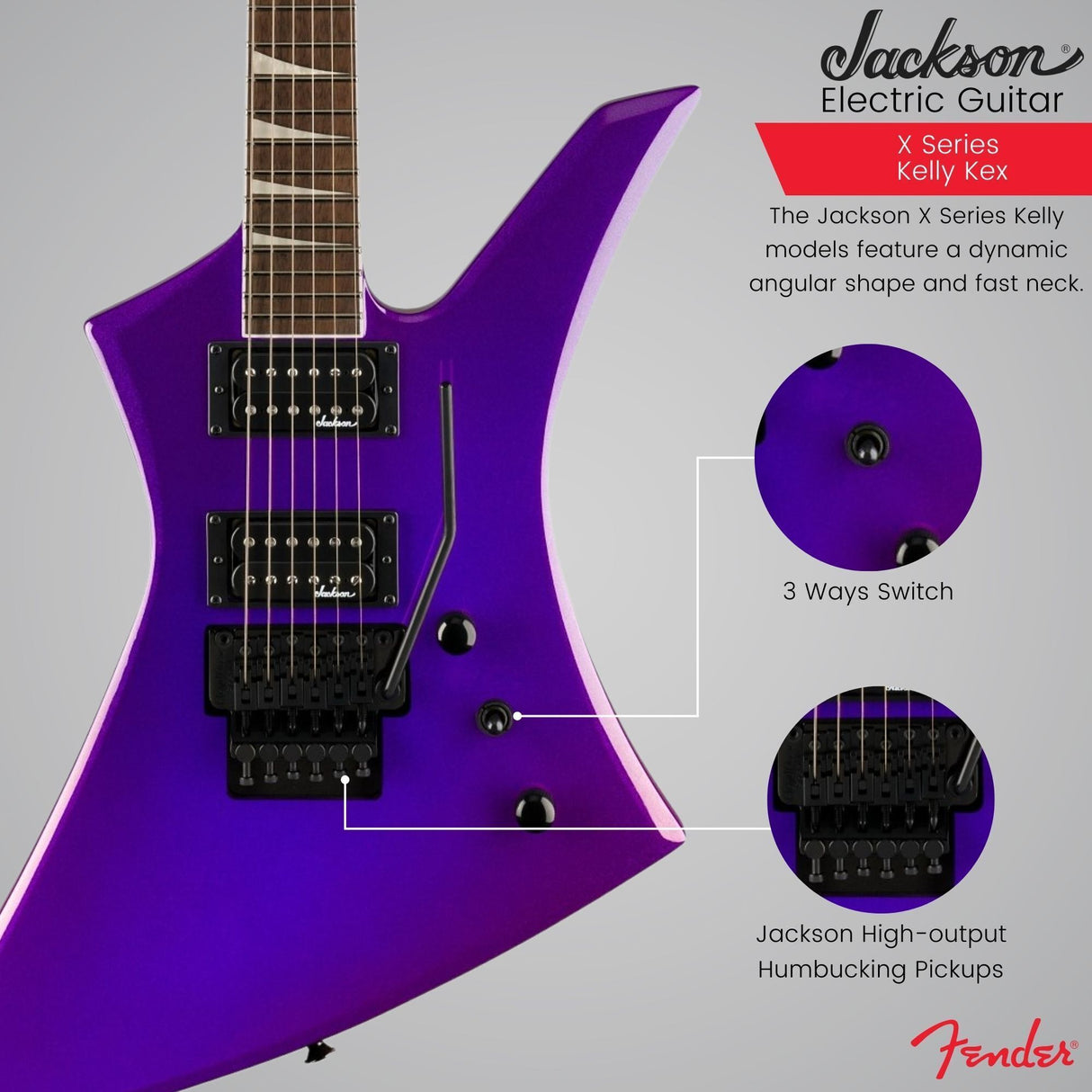 Jackson X Series Kelly KEX Electric Guitar (Deep Purple Metallic) Bundle