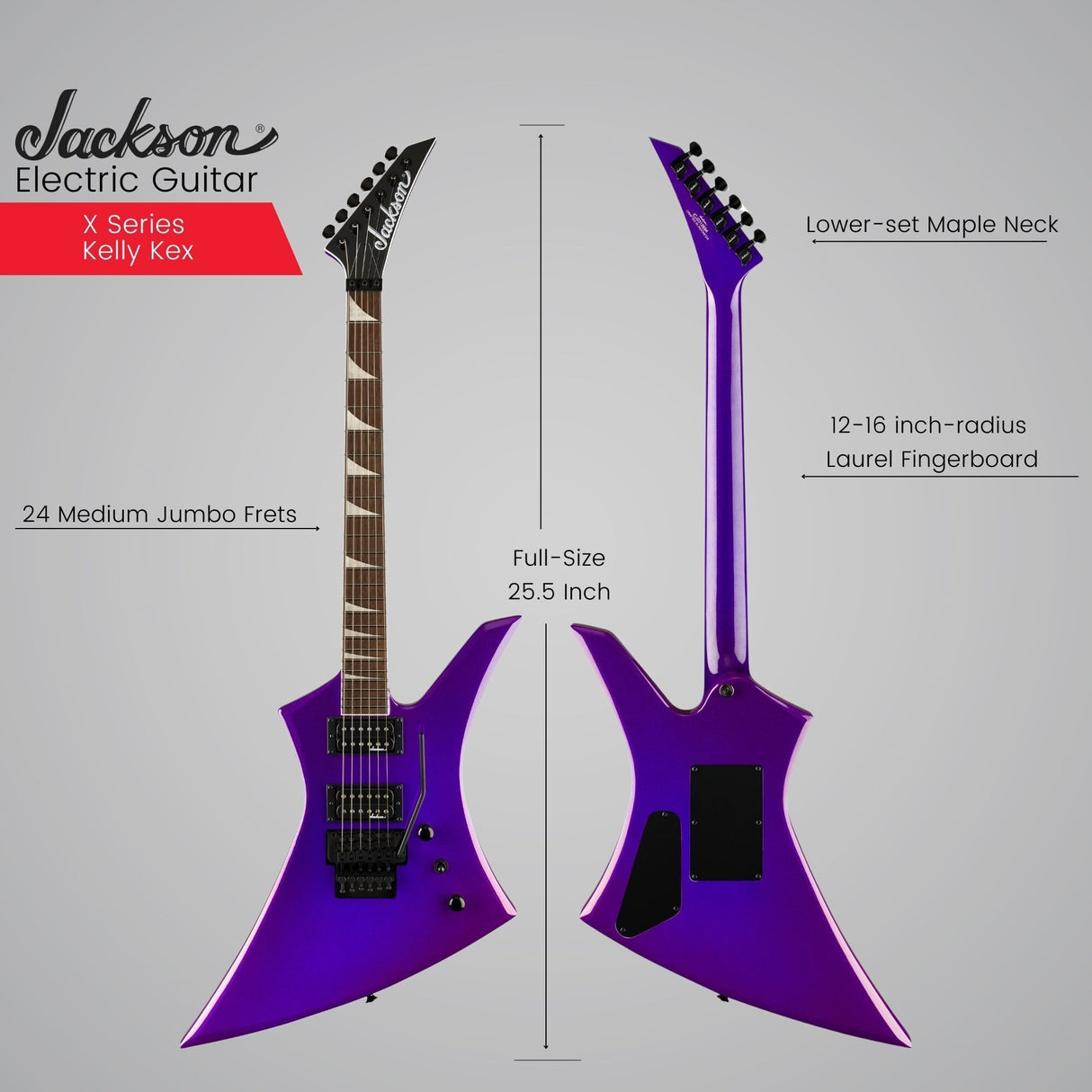 Jackson X Series Kelly KEX Electric Guitar (Deep Purple Metallic) Bundle