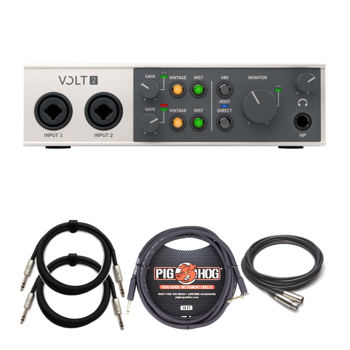 Universal Audio VOLT-2 USB Audio Interface with XLR,Guitar and 1/4 in TRS Cables