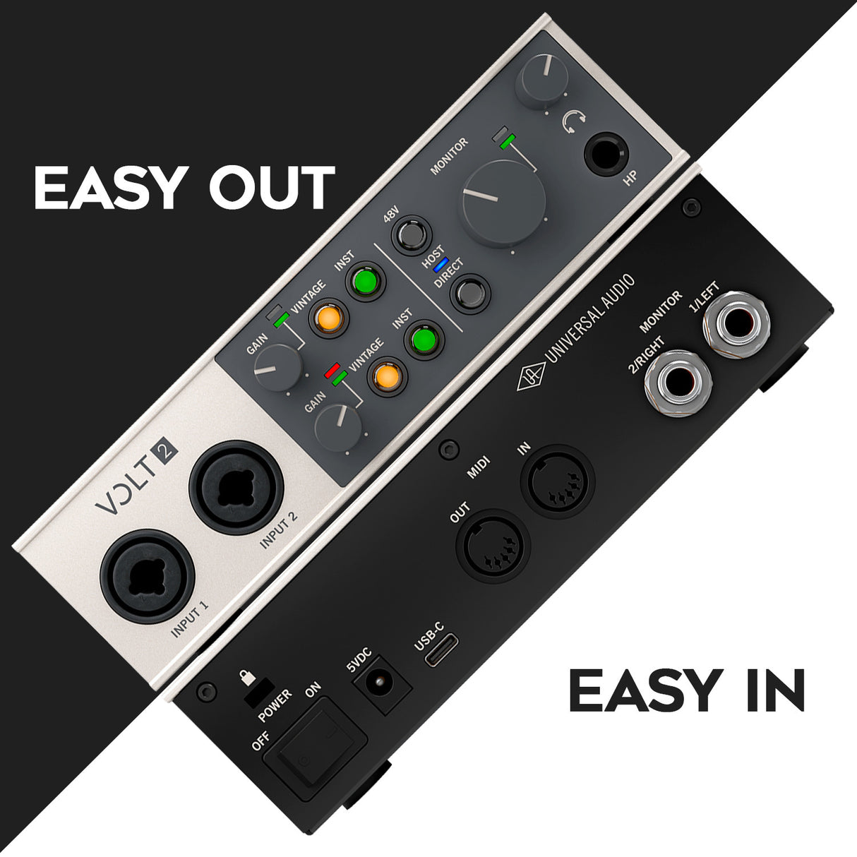 Universal Audio VOLT-2 USB Audio Interface with XLR,Guitar and 1/4 in TRS Cables