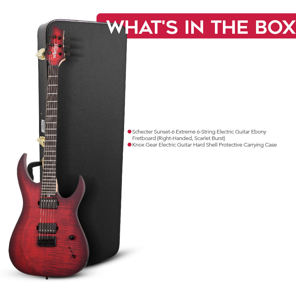 Schecter Sunset-6 Extreme 6-String Electric Guitar (Scarlet Burst) Bundle