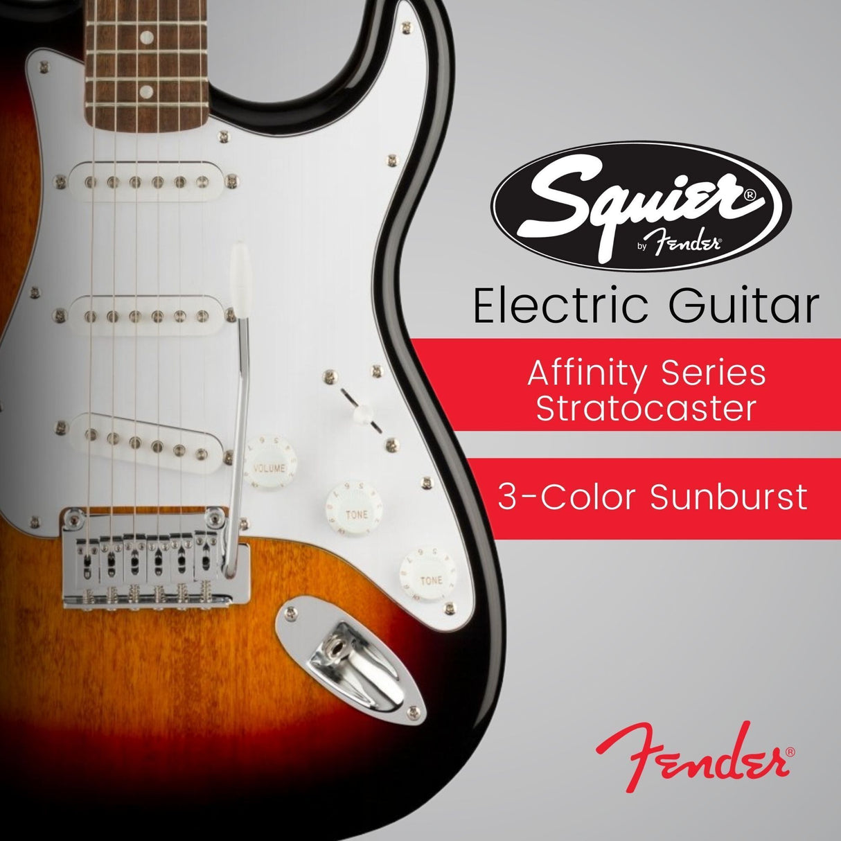 Squier Affinity Series Stratocaster Electric Guitar (Laurel, 3-Color Sunburst)