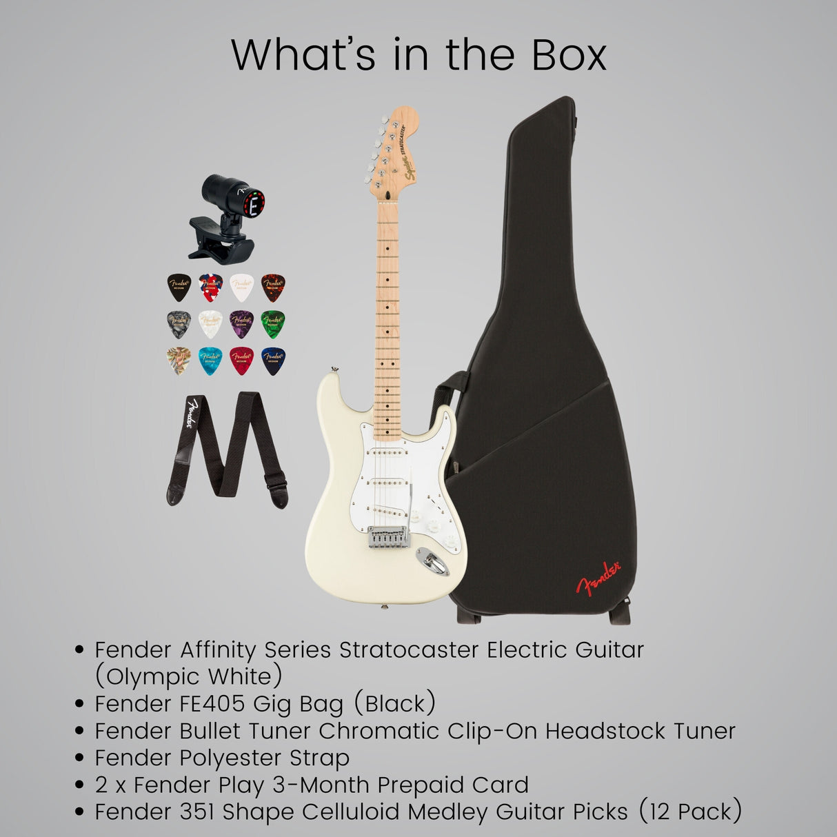 Squier Affinity Series Stratocaster 6-String Electric Guitar Bundle