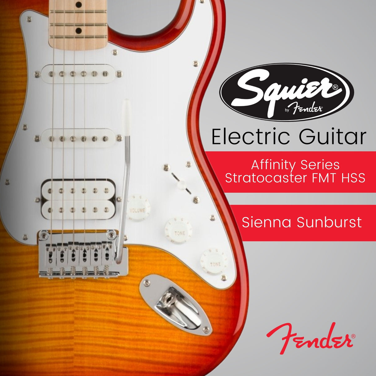 Squier Affinity Series Stratocaster FMT HSS Guitar (Sienna Sunburst) Bundle