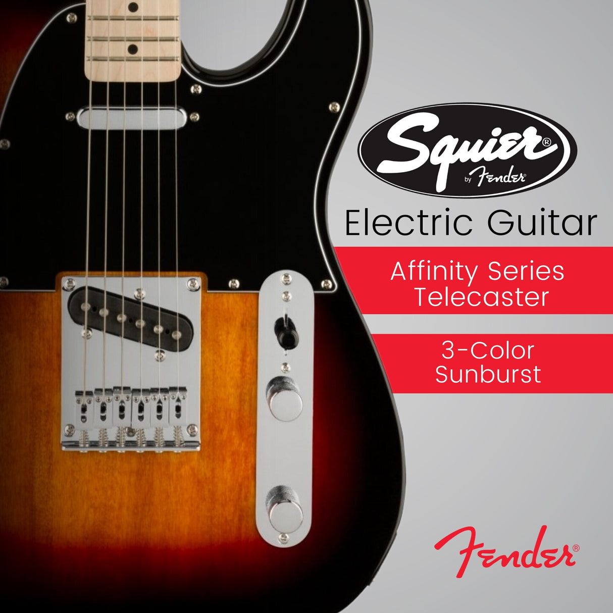 Squier Affinity Series Telecaster Electric Guitar (3-Color Sunburst) Bundle