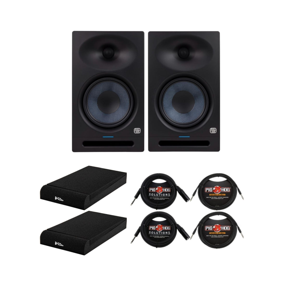 PreSonus Eris Studio 8-inch Studio Monitors with 1/4-Inch TRS Cables Bundle