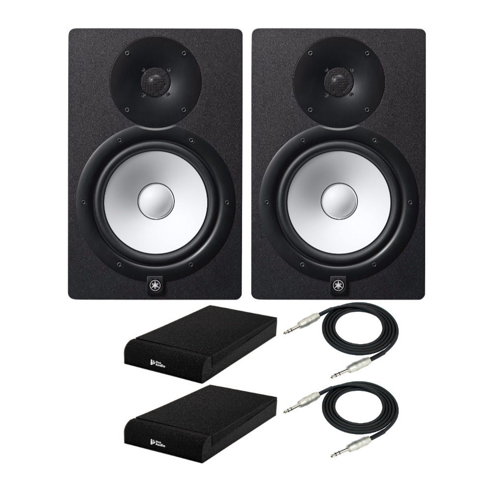 Yamaha HS8 Powered Studio Monitor Pair with Isolation Pads & 1/4-inch TRS Cables