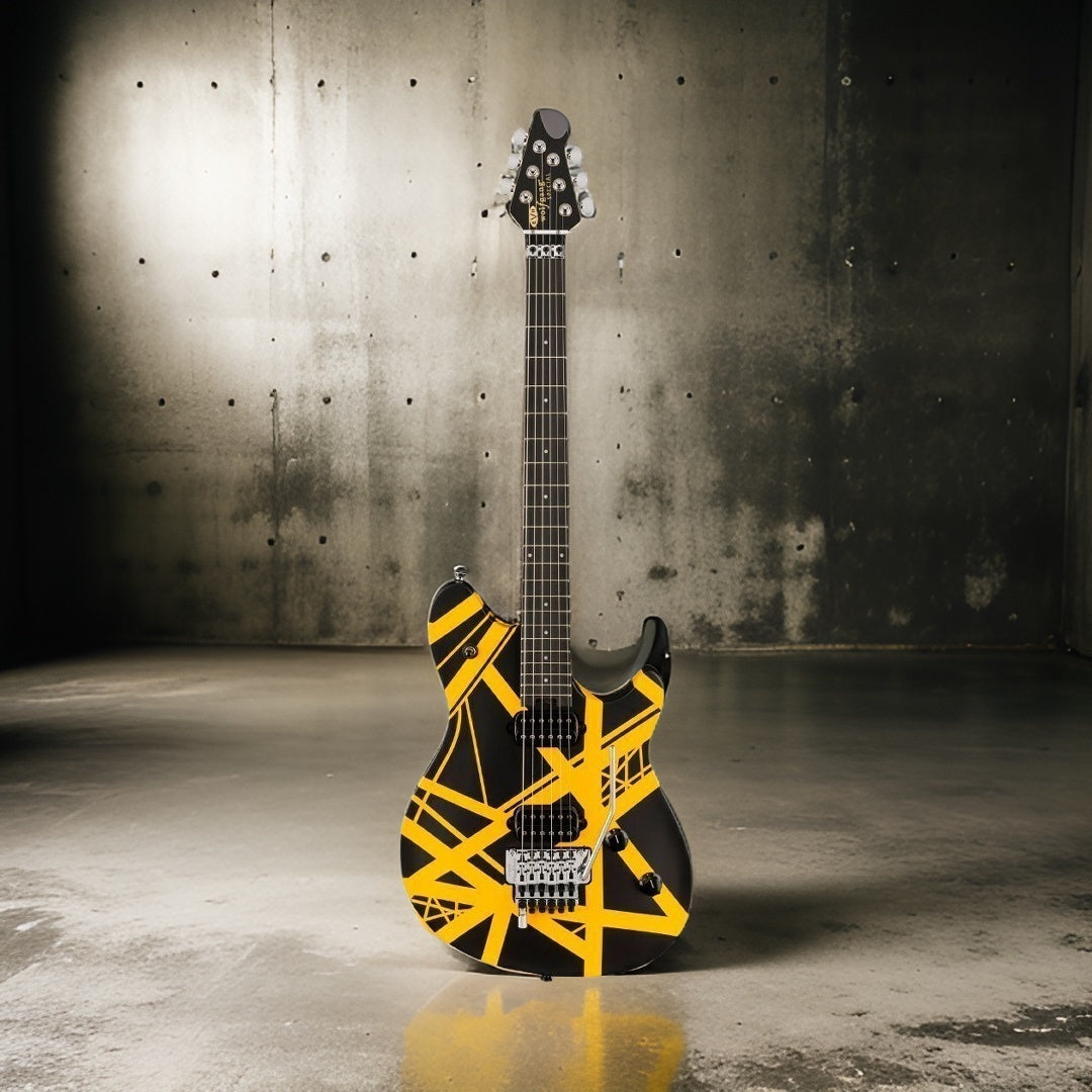 EVH Wolfgang Special Striped Electric Guitar (Black and Yellow) with Case