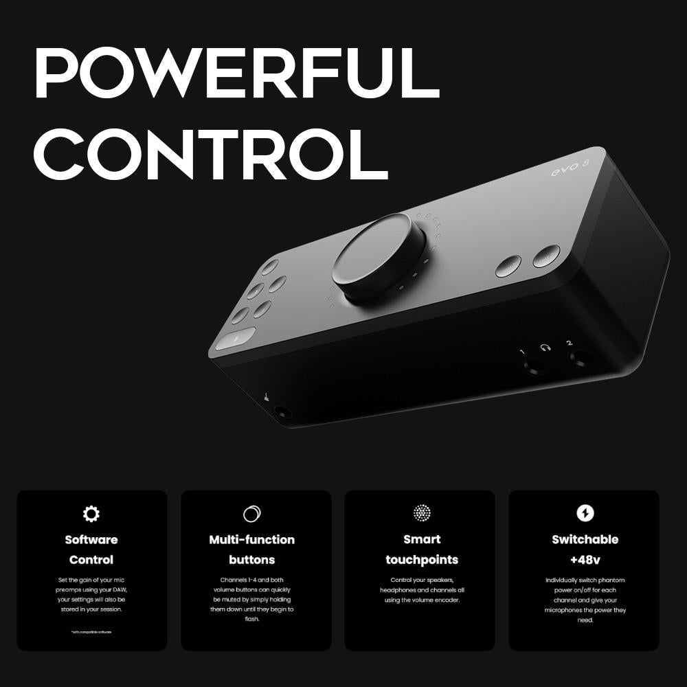 Audient EVO 8 4in/4out USB Audio Interface with XLR to TRS, XLR and Guitar Cable