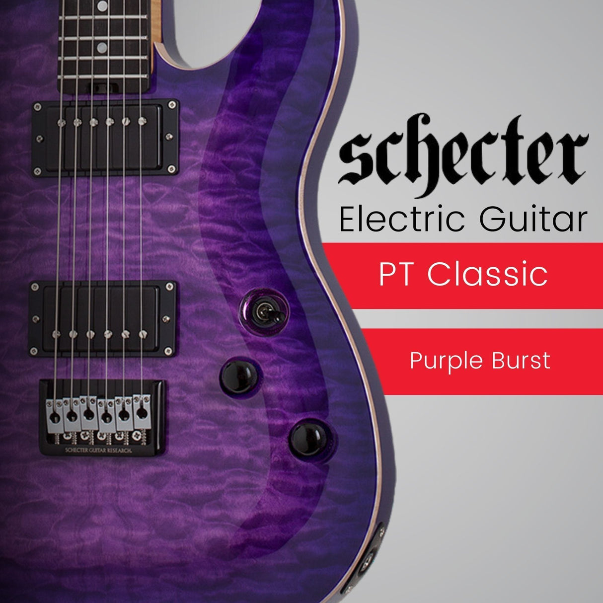 Schecter PT Classic Electric Guitar (Purple Burst) with Hardshell Case Bundle