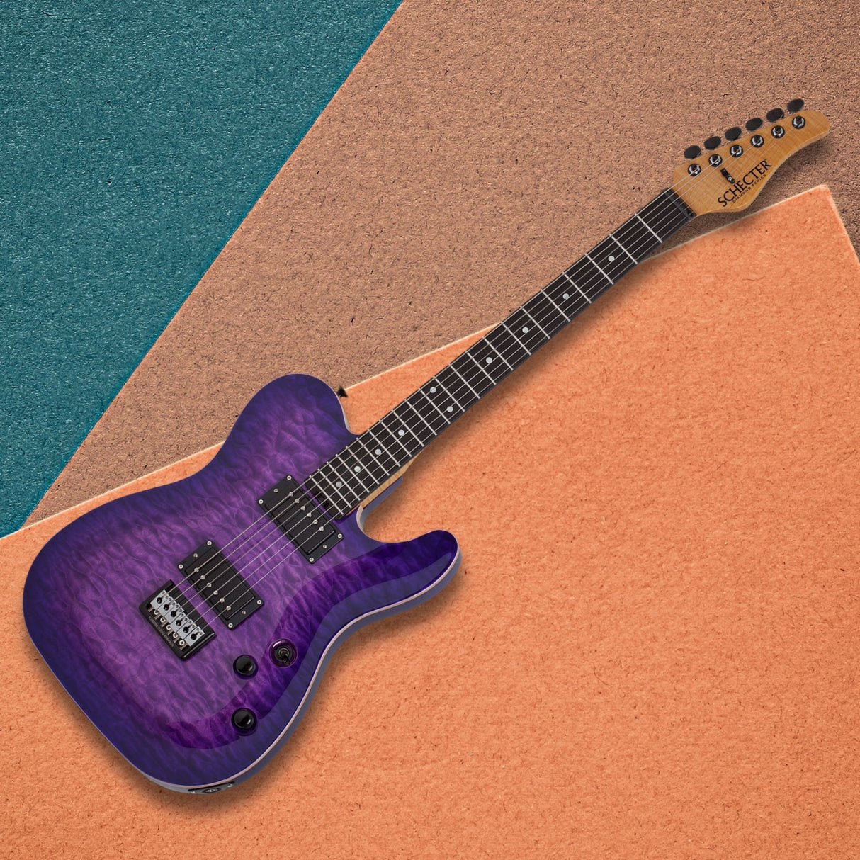 Schecter PT Classic Electric Guitar (Purple Burst) with Hardshell Case Bundle