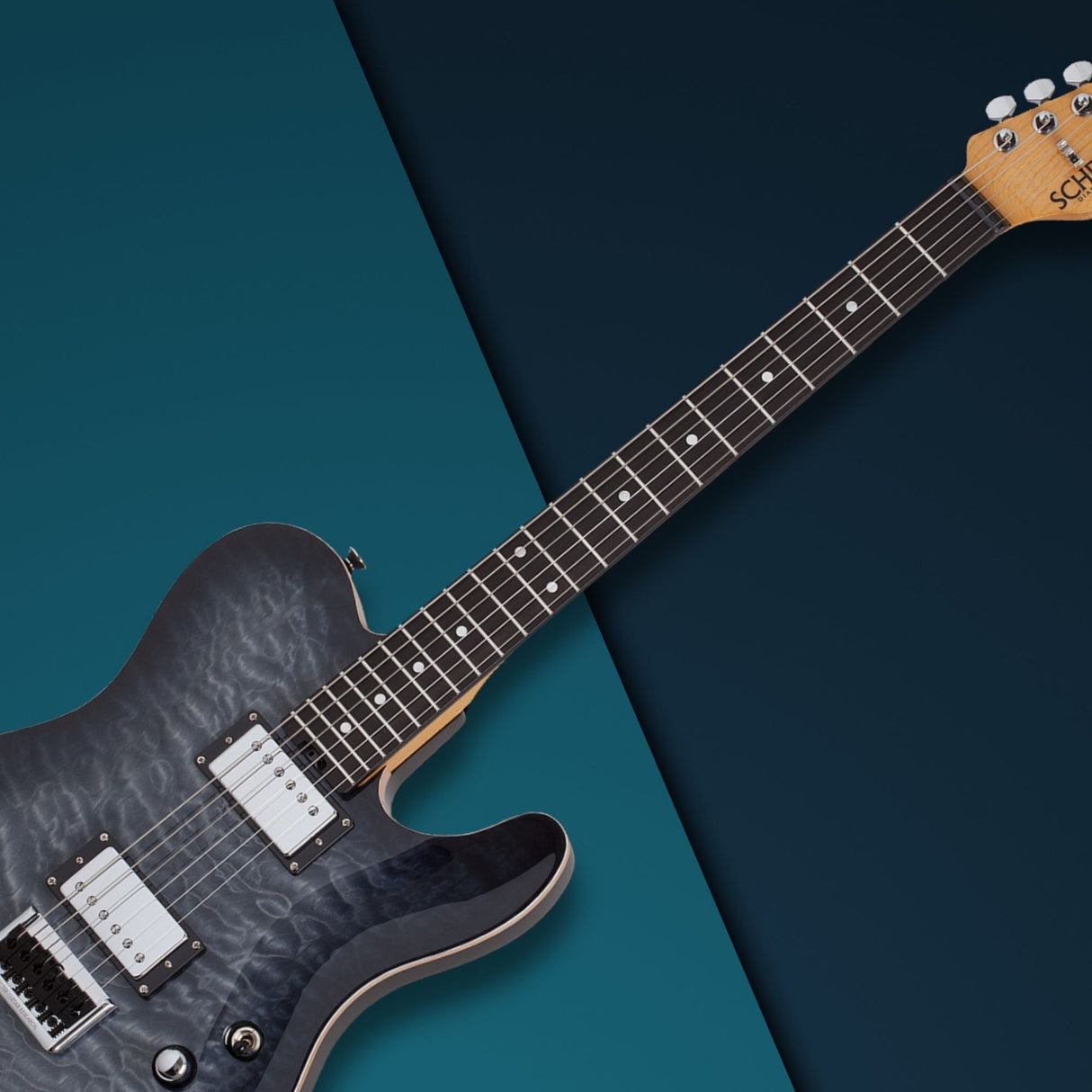 Schecter PT Classic Electric Guitar (Transparent Black Burst) with Hard Case