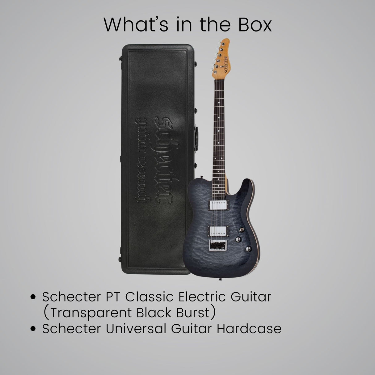 Schecter PT Classic Electric Guitar (Transparent Black Burst) with Hard Case