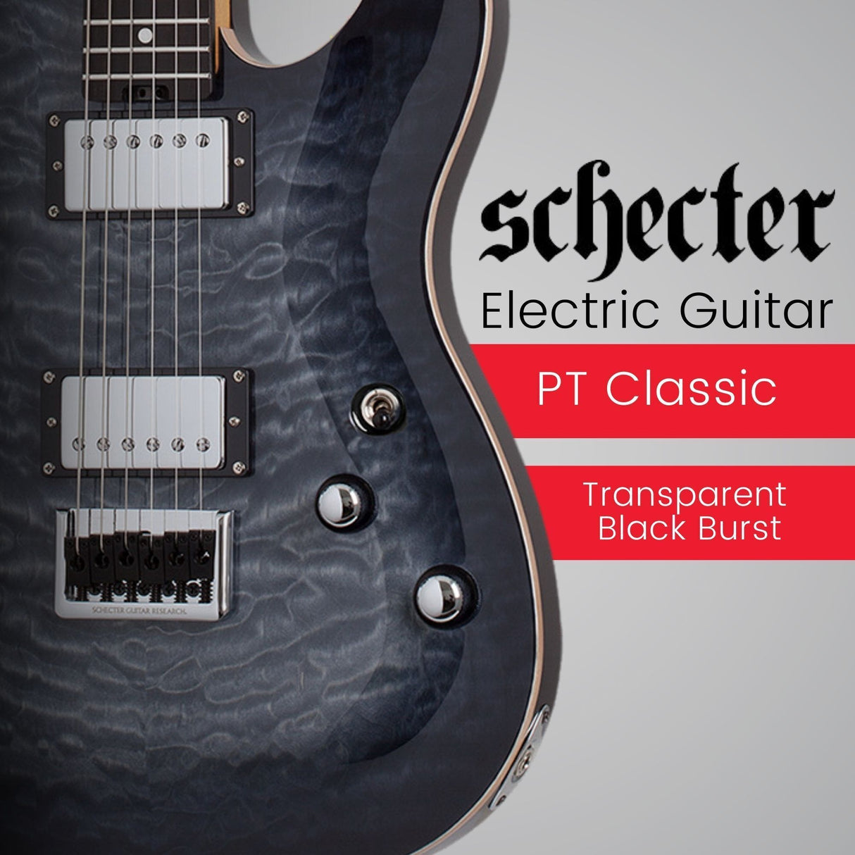 Schecter PT Classic Electric Guitar (Transparent Black Burst) with Hard Case