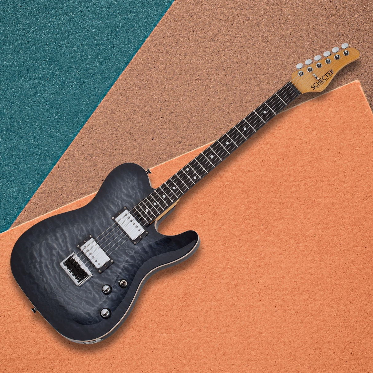 Schecter PT Classic Electric Guitar (Transparent Black Burst) with Hard Case