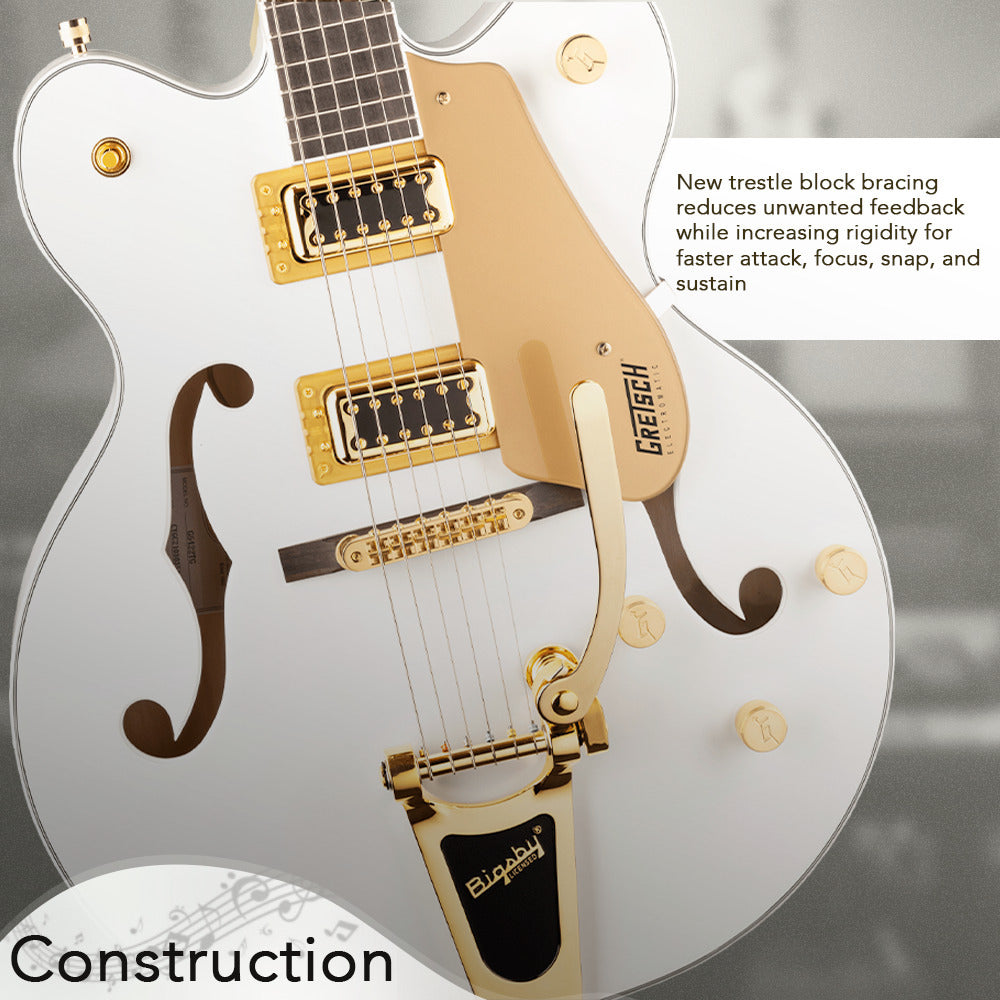 Gretsch G5422TG Electromatic Bigsby Electric Guitar (Snowcrest White) with Case