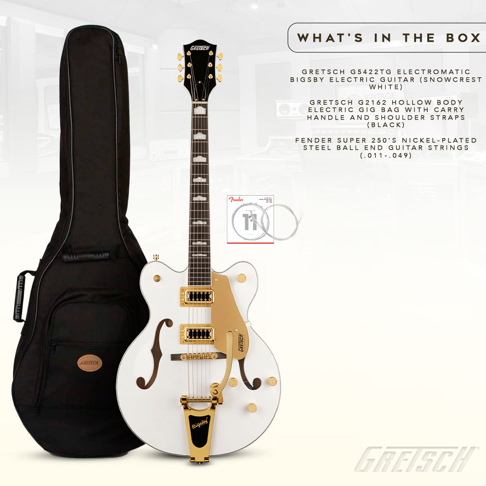 Gretsch G5422TG Electromatic Bigsby Electric Guitar (Snowcrest White) Bundle
