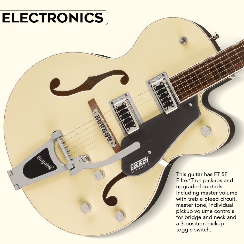Gretsch G5420T Electric Guitar (2-Tone Vintage White London Grey) + Bag, Strings