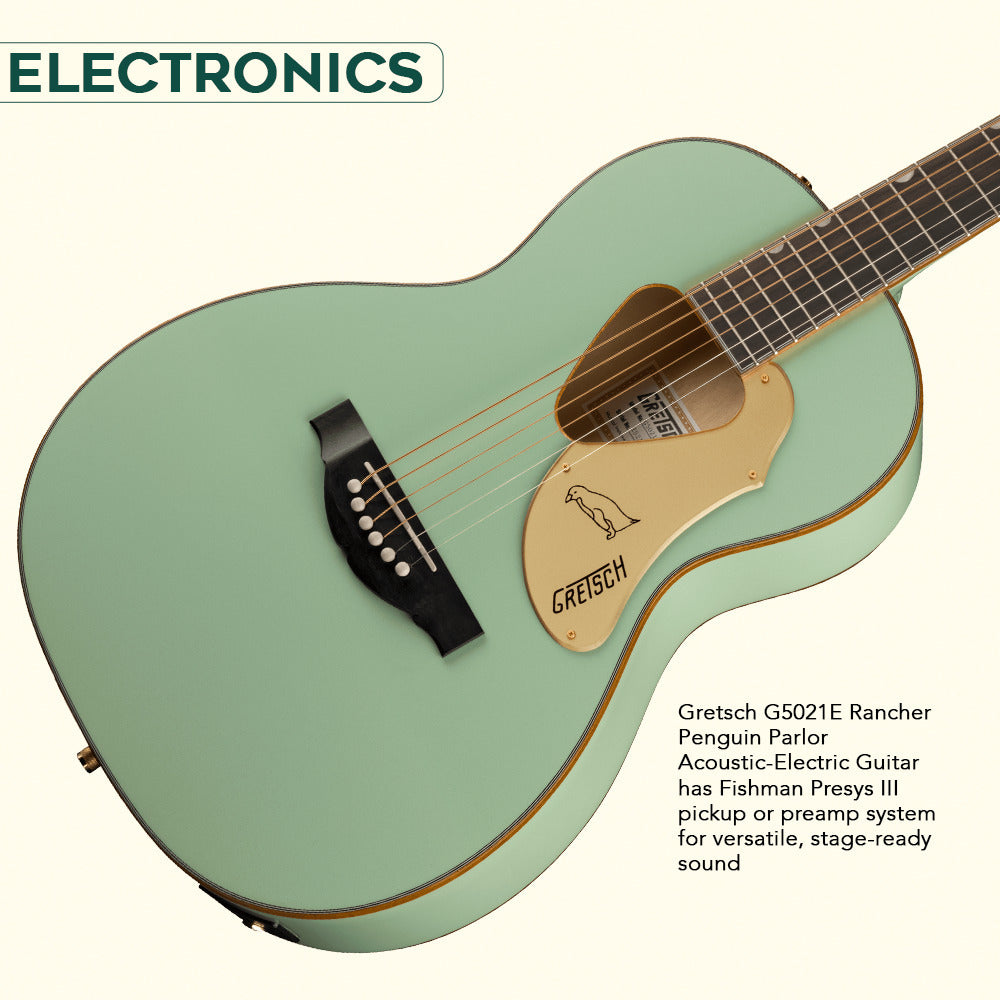 Gretsch G5021E Rancher Penguin Parlor Acoustic-Electric Guitar (Mint) with Case