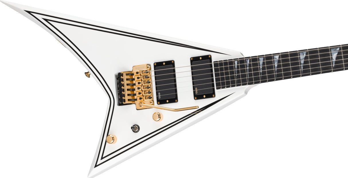 Jackson MJ Series Rhoads RR24MG Electric Guitar, White with Black Pinstripes