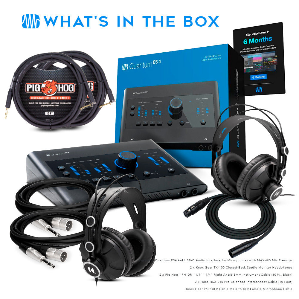 Presonus Quantum ES4 4x4 USB-C Audio Interface with 2xStudio Headphones Bundle