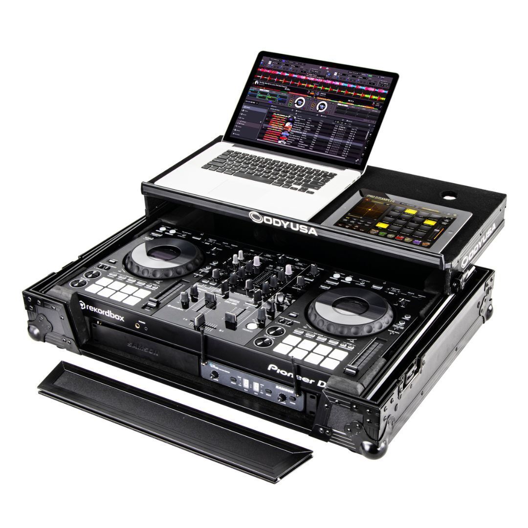 Odyssey Black Pioneer DDJ-800 Flight Case with Bottom 1U Rack Space and Platform