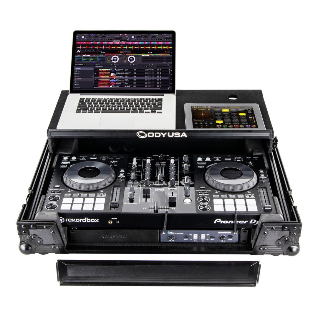 Odyssey Black Pioneer DDJ-800 Flight Case with Bottom 1U Rack Space and Platform
