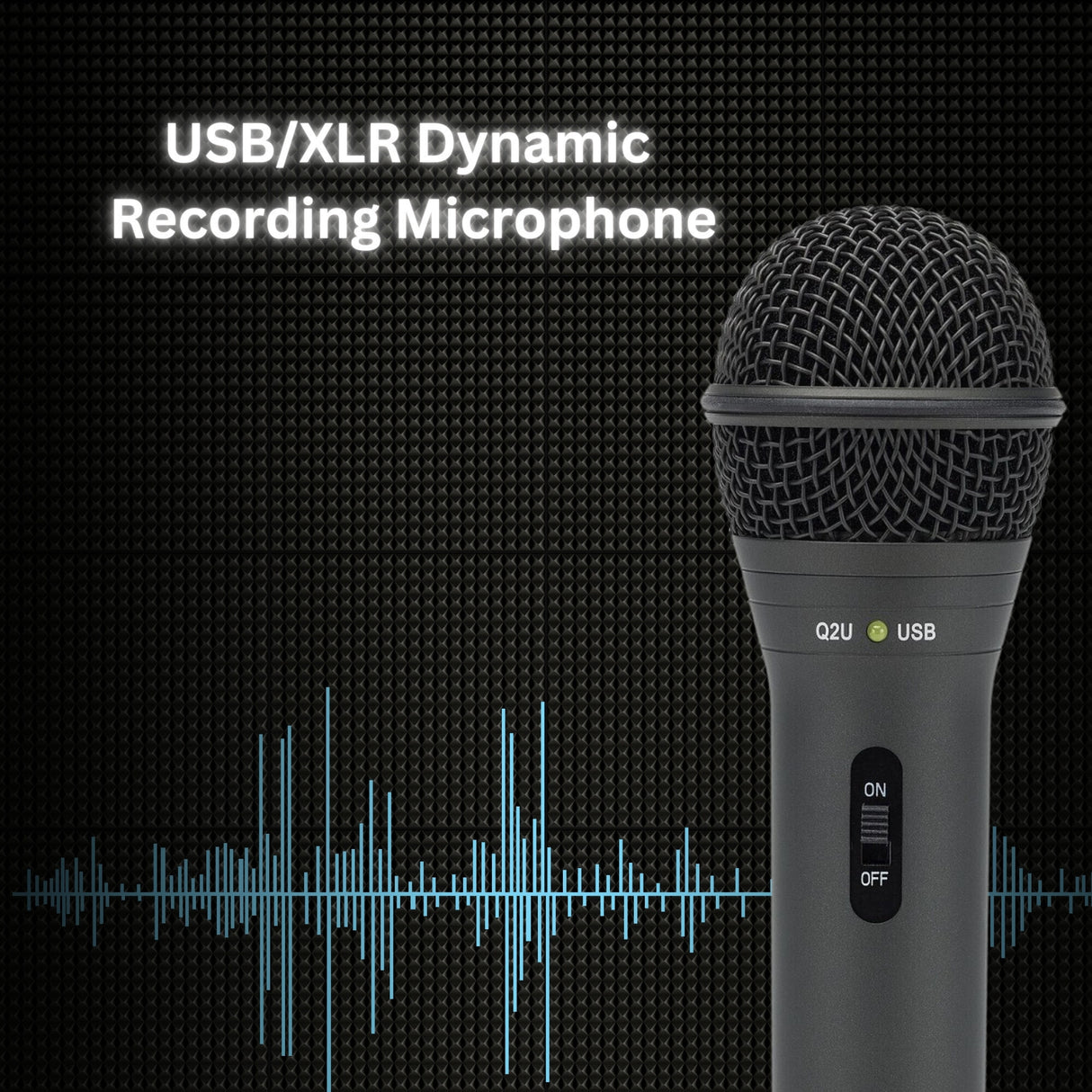 Samson Q2U Black Handheld Dynamic USB Microphone with Boom Arm and Pop Filter