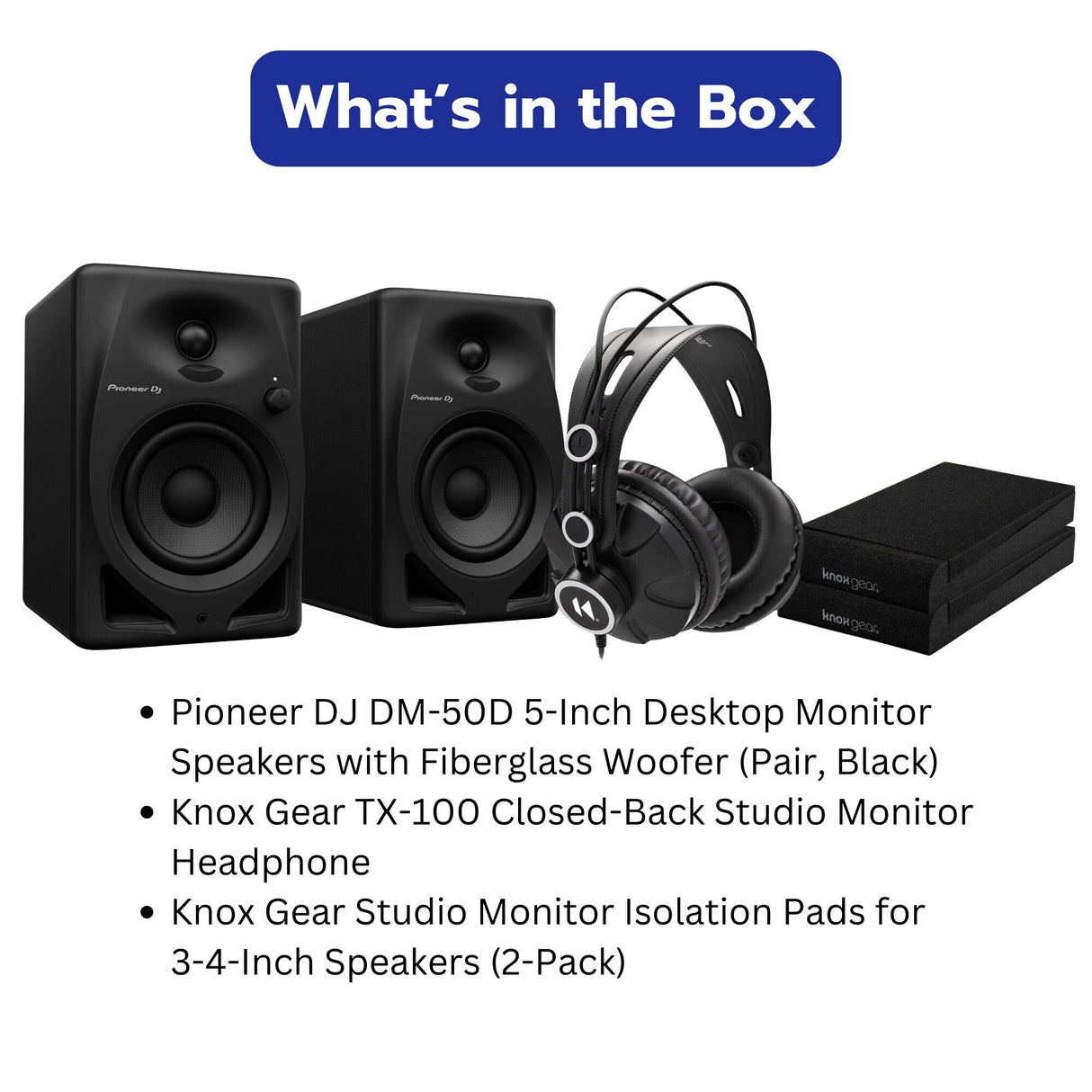 Pioneer DJ DM-50D 5-Inch Desktop Monitor Speakers with Fiberglass Woofer Bundle