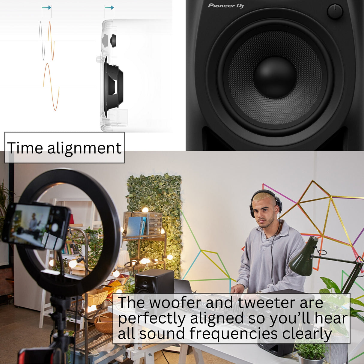 Pioneer DJ DM-50D 5-Inch Desktop Monitor Speakers with Bluetooth (White) Bundle
