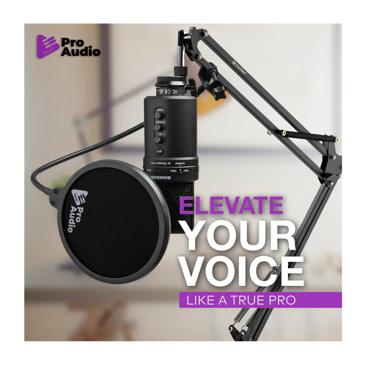 FocusProAudio Pop Filter for Broadcasting and Recording Microphones