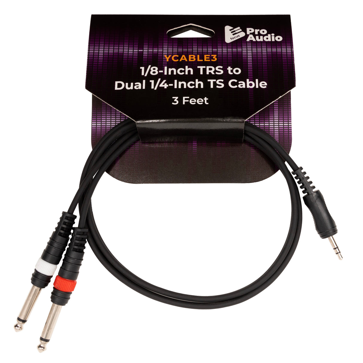 FocusProAudio 3' Stereo Breakout 3.5mm TRS - Dual 1/4in TS Cable