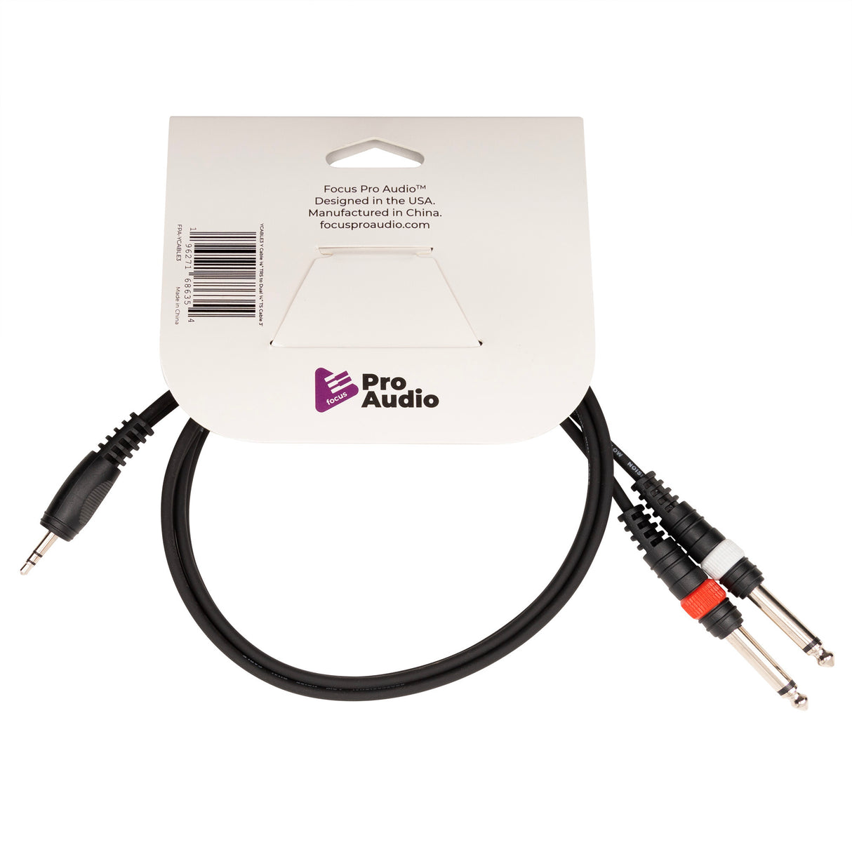 FocusProAudio 3' Stereo Breakout 3.5mm TRS - Dual 1/4in TS Cable