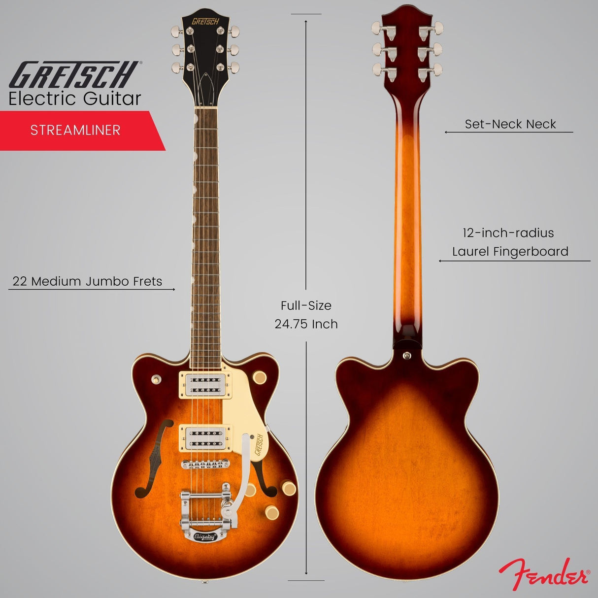 Gretsch G2655T Streamliner Center Block Jr. Double-Cut Electric Guitar (Forge)