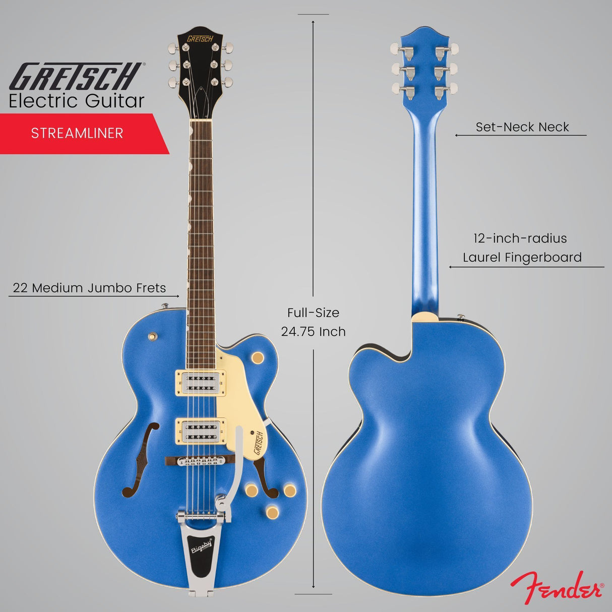 Gretsch G2420T Streamliner Hollow Body Electric Guitar (Fairlane Blue)