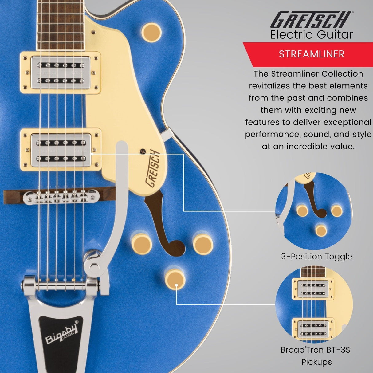 Gretsch G2420T Streamliner Hollow Body Electric Guitar (Fairlane Blue)
