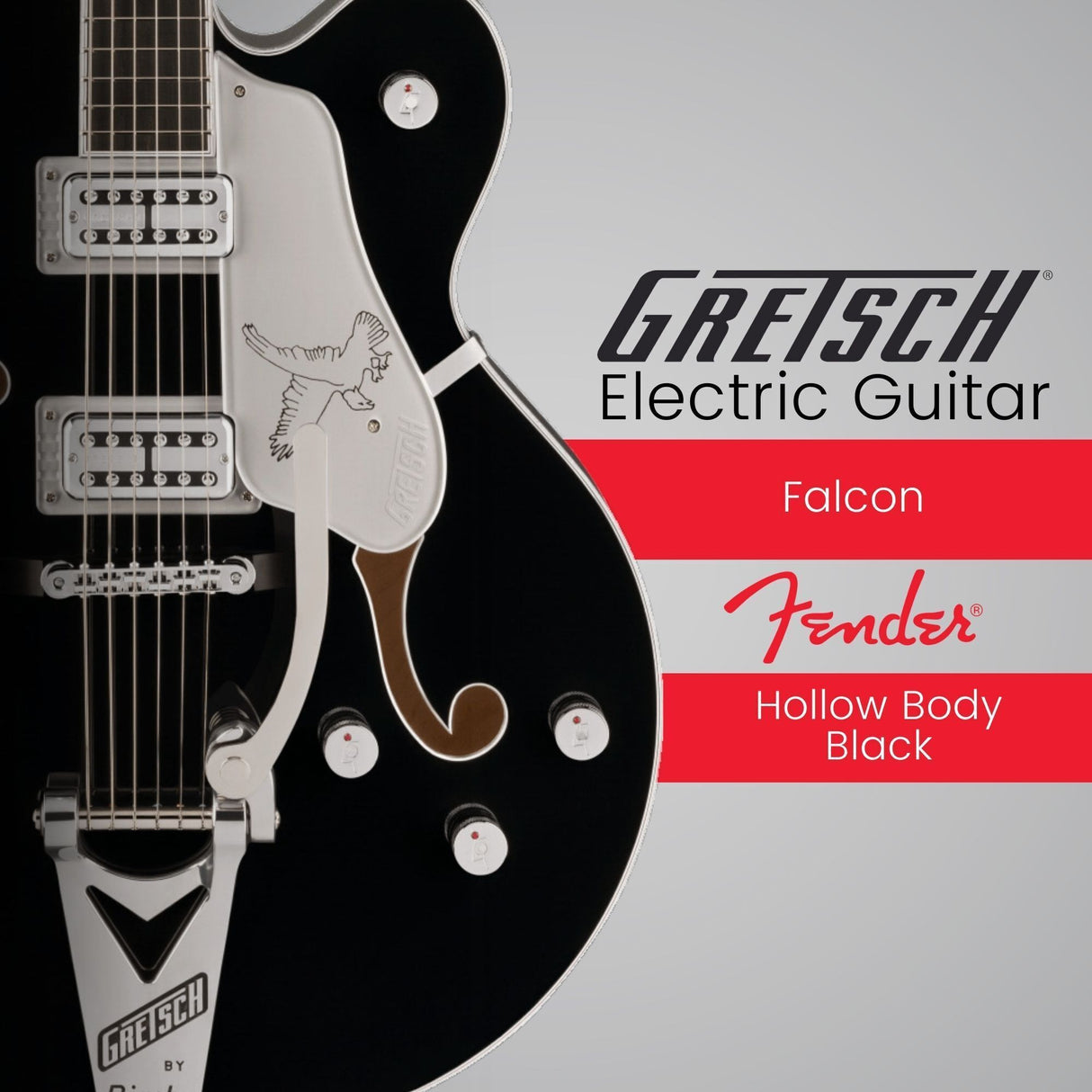 Gretsch Falcon Hollow Body Electric Guitar with Ebony Fingerboard (Black)