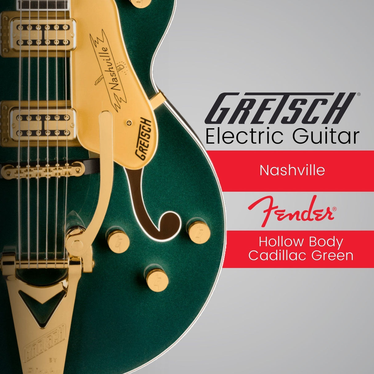 Gretsch Nashville Hollow Body Cadillac Green Electric Guitar Bundle