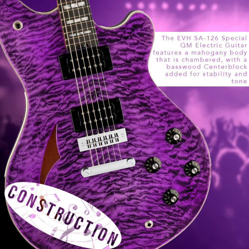 EVH SA-126 Special QM Electric Guitar - Trans Purple Ebony
