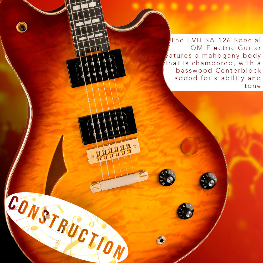 EVH SA-126 Special QM Electric Guitar - Tobacco Burst Ebony