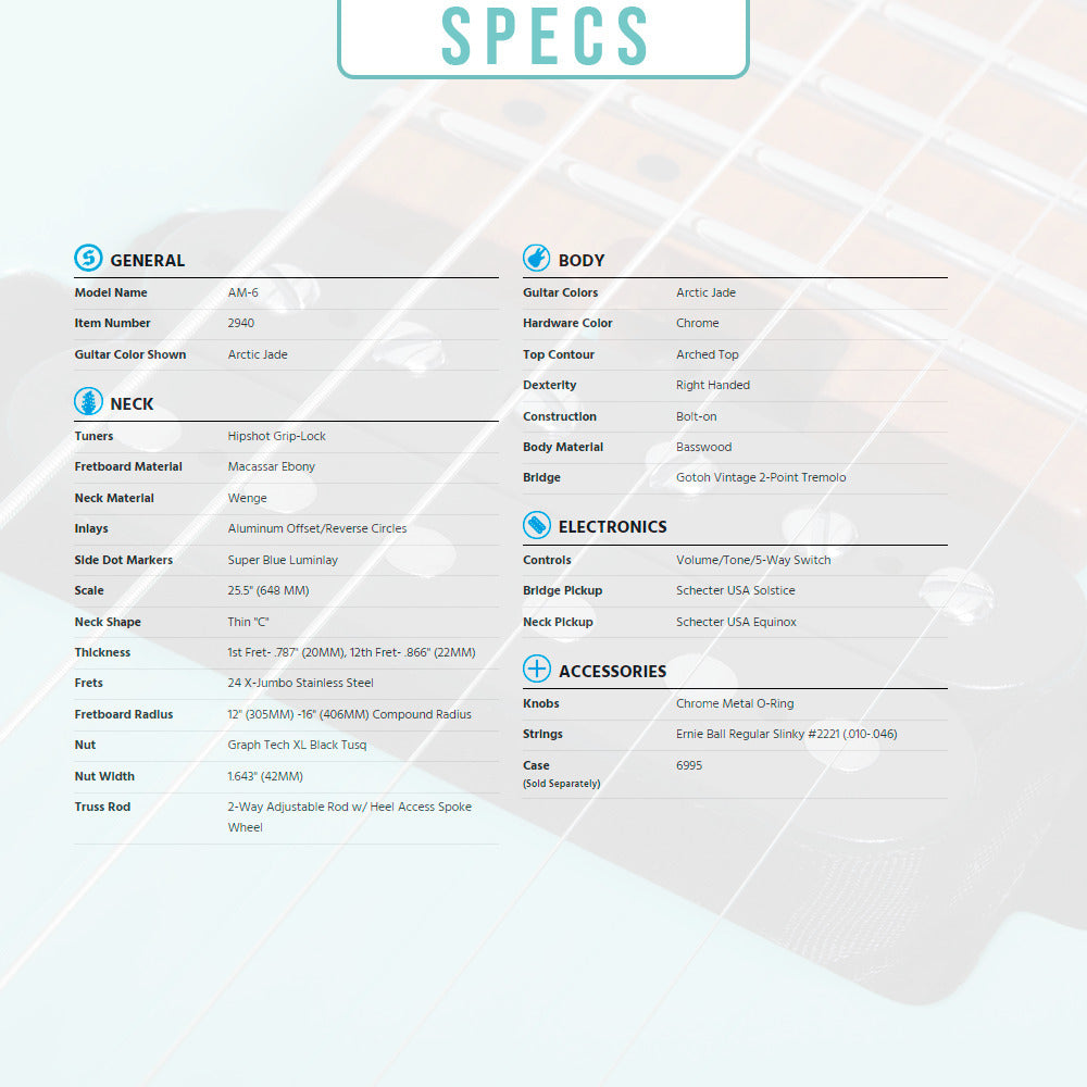 Schecter AM-6 Aaron Marshall Signature 6-String Electric Guitar (Pale Emerald)