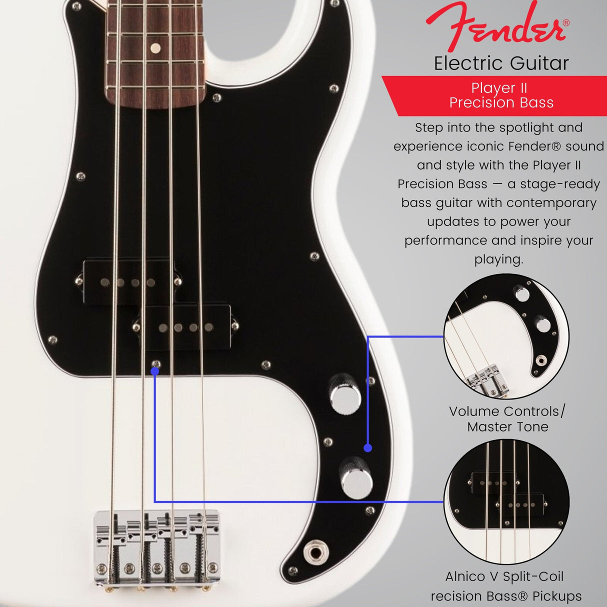 Fender Player II Precision Bass, Rosewood Fingerboard, Polar White