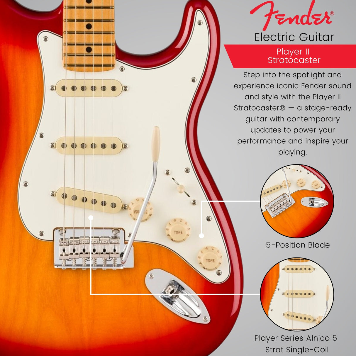 Fender Player II Maple Fingerboard, Aged Cherry Burst Electric Guitar